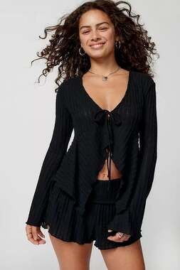 Out From Under Lexi Flyaway Long Sleeve Ribbed Cardigan Top